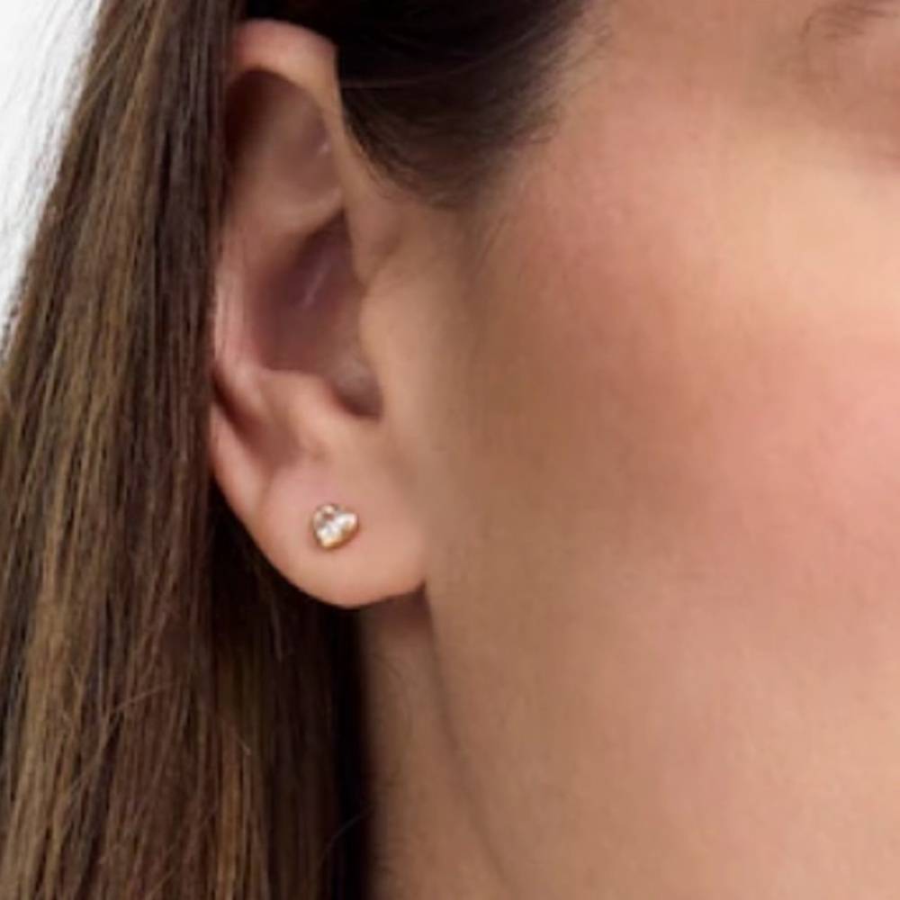 Madewell Demi-Fine Heart Crystal Stud Earrings
